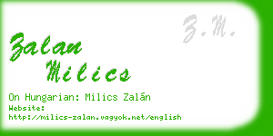 zalan milics business card